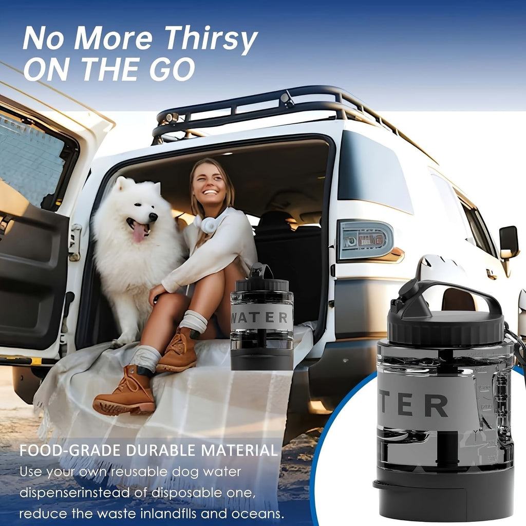 Portable Pet Water Bottle with Built-in Bowl – Leak-Proof, Large Capacity 77oz for Camping, Hiking, and Dog Park Adventures – Ideal for Small to Medium Breeds, Easy to Carry Outdoor Dog Travel Dispenser (Blue)