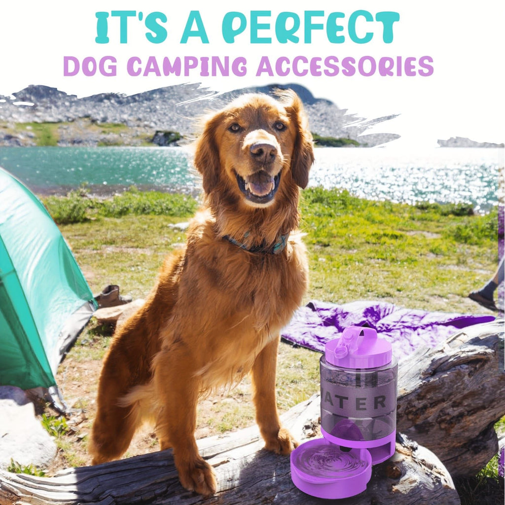 Portable Pet Water Bottle with Built-in Bowl – Leak-Proof, Large Capacity 77oz for Camping, Hiking, and Dog Park Adventures – Ideal for Small to Medium Breeds, Easy to Carry Outdoor Dog Travel Dispenser (Blue)