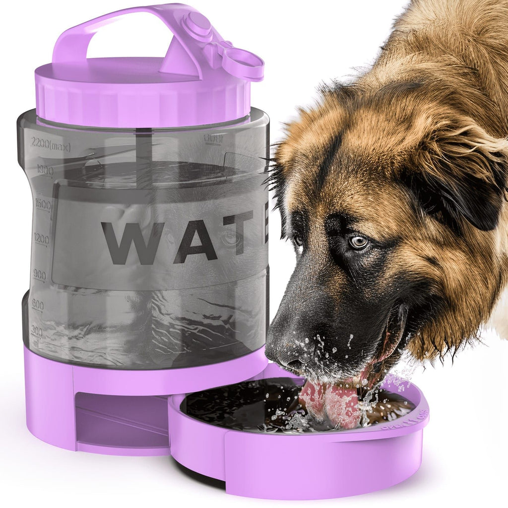 Portable Pet Water Bottle with Built-in Bowl – Leak-Proof, Large Capacity 77oz for Camping, Hiking, and Dog Park Adventures – Ideal for Small to Medium Breeds, Easy to Carry Outdoor Dog Travel Dispenser (Green)