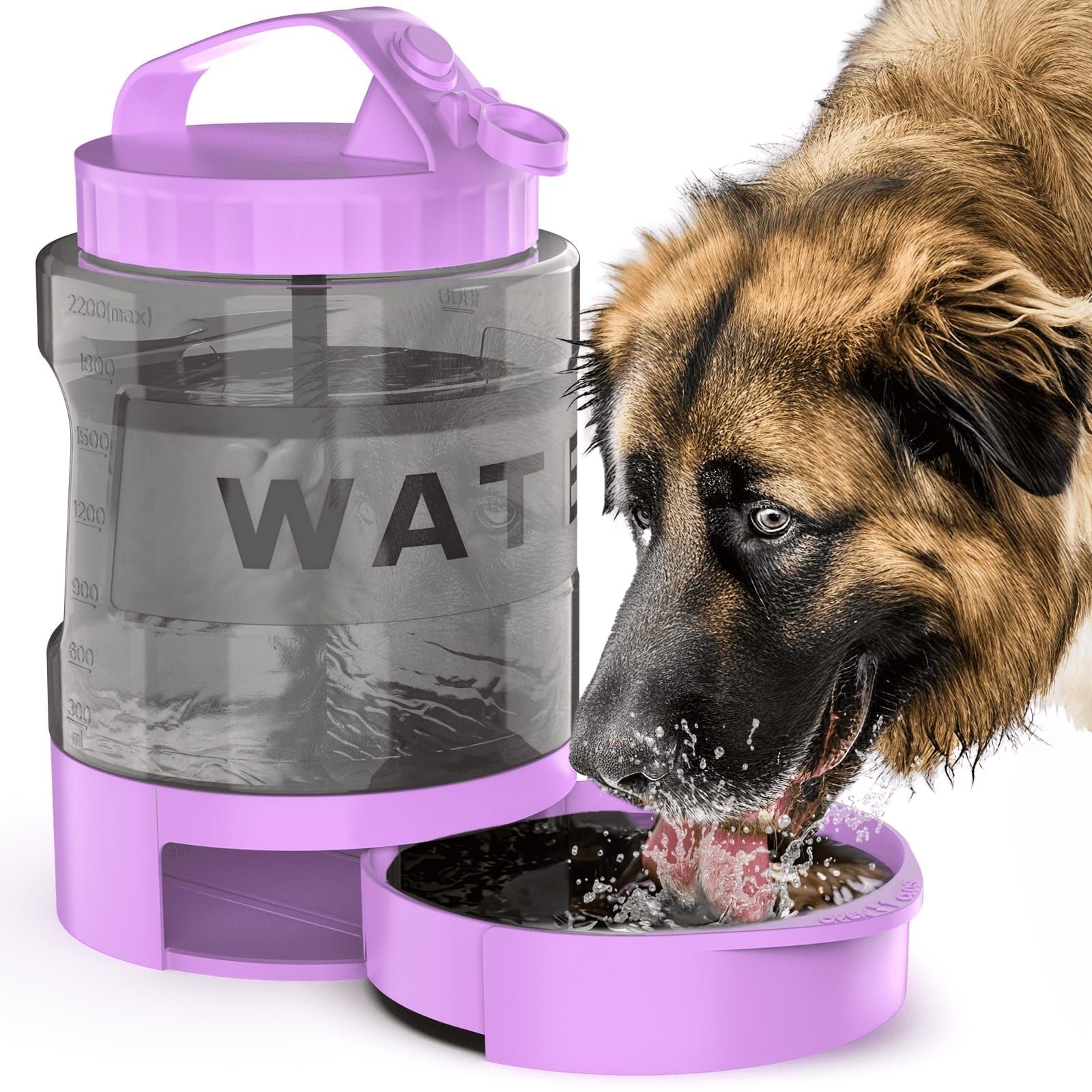 Portable Pet Water Bottle with Built-in Bowl – Leak-Proof, Large Capacity 77oz for Camping, Hiking, and Dog Park Adventures – Ideal for Small to Medium Breeds, Easy to Carry Outdoor Dog Travel Dispenser (Green)
