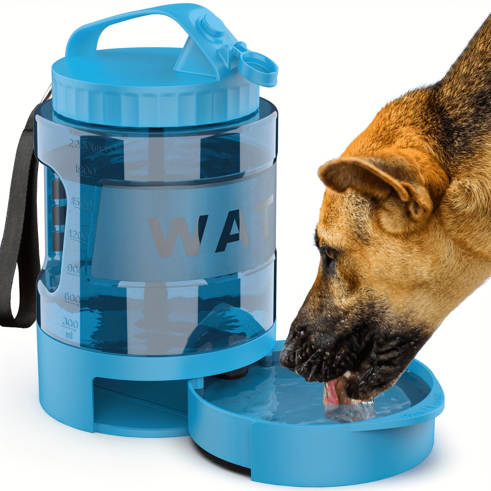 Portable Pet Water Bottle with Built-in Bowl – Leak-Proof, Large Capacity 77oz for Camping, Hiking, and Dog Park Adventures – Ideal for Small to Medium Breeds, Easy to Carry Outdoor Dog Travel Dispenser (Green)