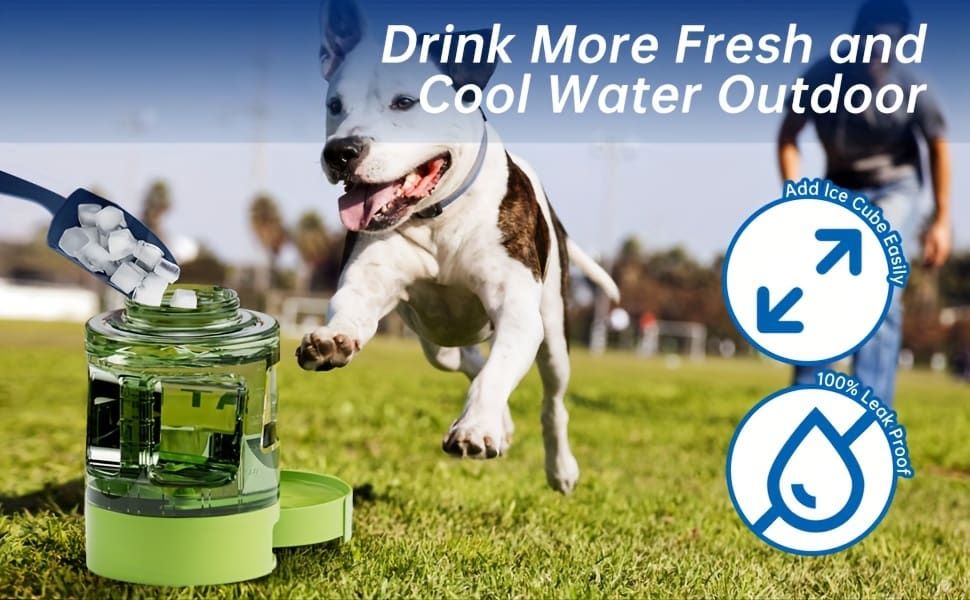 Portable Pet Water Bottle with Built-in Bowl – Leak-Proof, Large Capacity 77oz for Camping, Hiking, and Dog Park Adventures – Ideal for Small to Medium Breeds, Easy to Carry Outdoor Dog Travel Dispenser (Green)