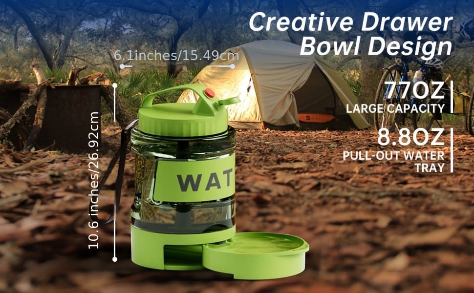 Portable Pet Water Bottle with Built-in Bowl – Leak-Proof, Large Capacity 77oz for Camping, Hiking, and Dog Park Adventures – Ideal for Small to Medium Breeds, Easy to Carry Outdoor Dog Travel Dispenser (Purple)