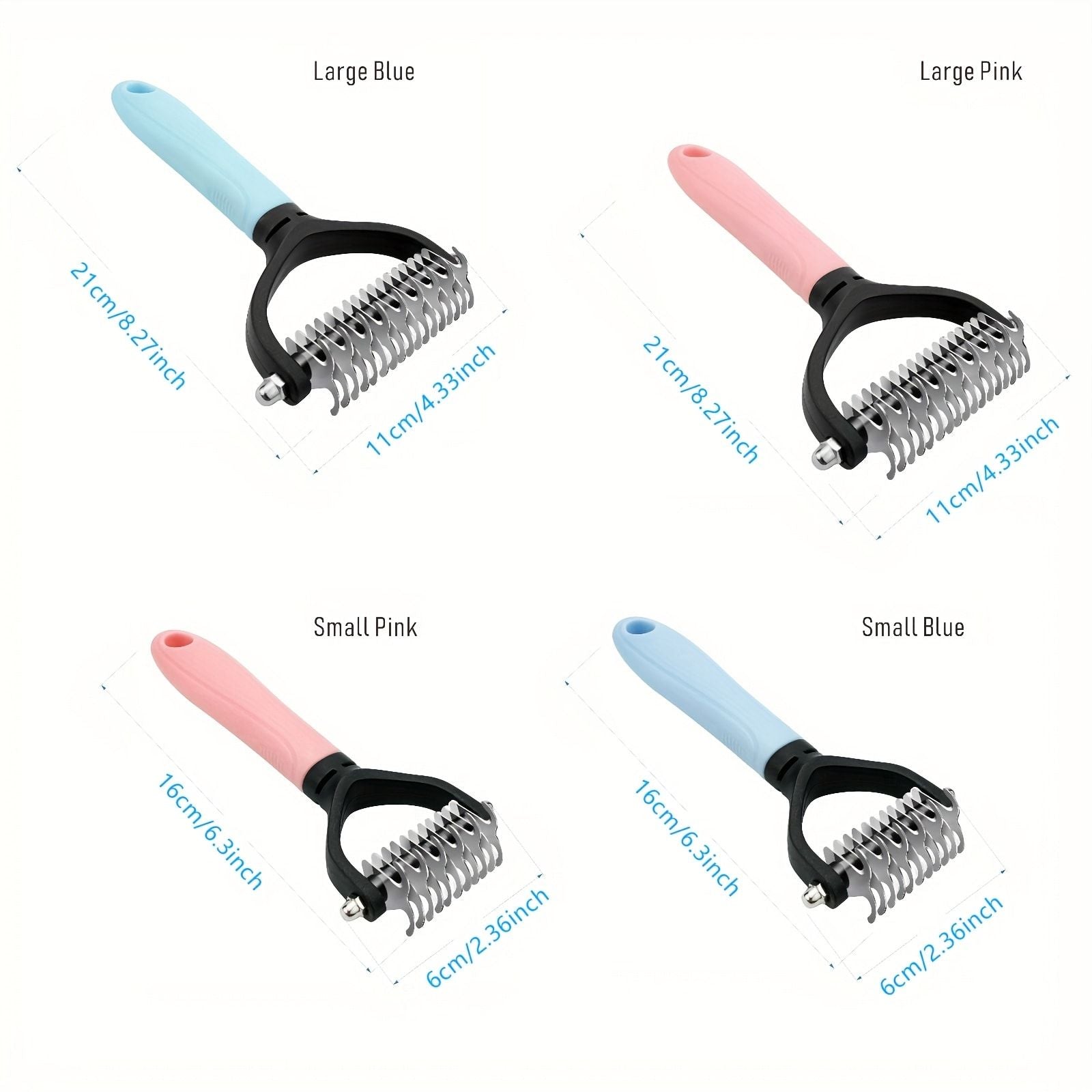 Professional Pet Dematting Comb for Dogs and Cats - Stainless Steel Grooming Tool for Removing Tangles, Mats, and Loose Undercoat Hair, Ideal for Long-Haired and Thick-Coated Breeds - L - Blush