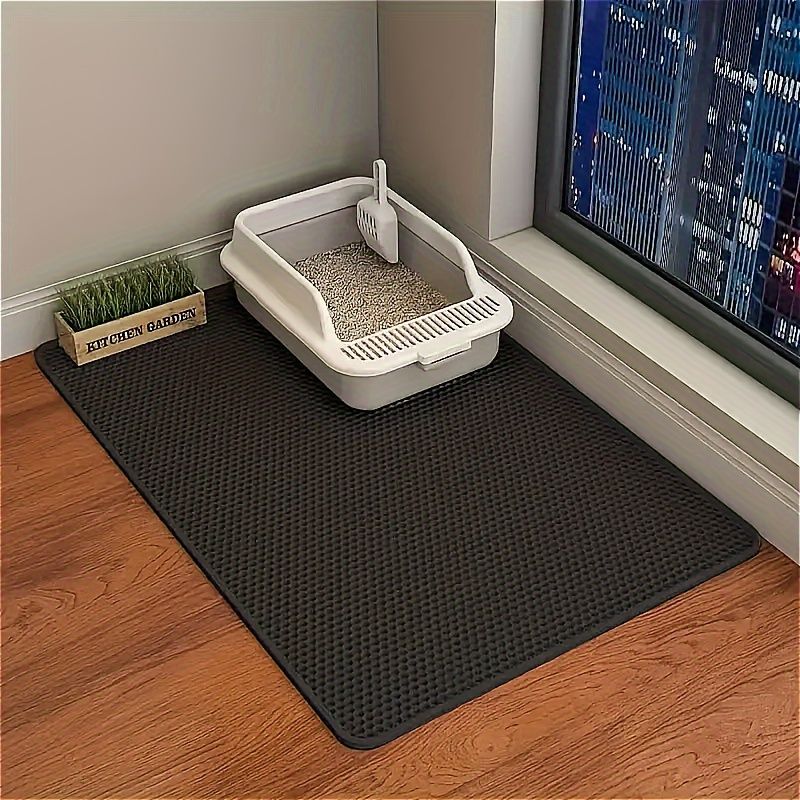 Double-Layer Honeycomb Cat Litter Mat – Waterproof, Slip-Resistant, Leak-Proof, and Easy-Clean Pet Mat for Litter Box Area, Odor-Free and Durable with 6 Vibrant Colors Available (XL, Blue)