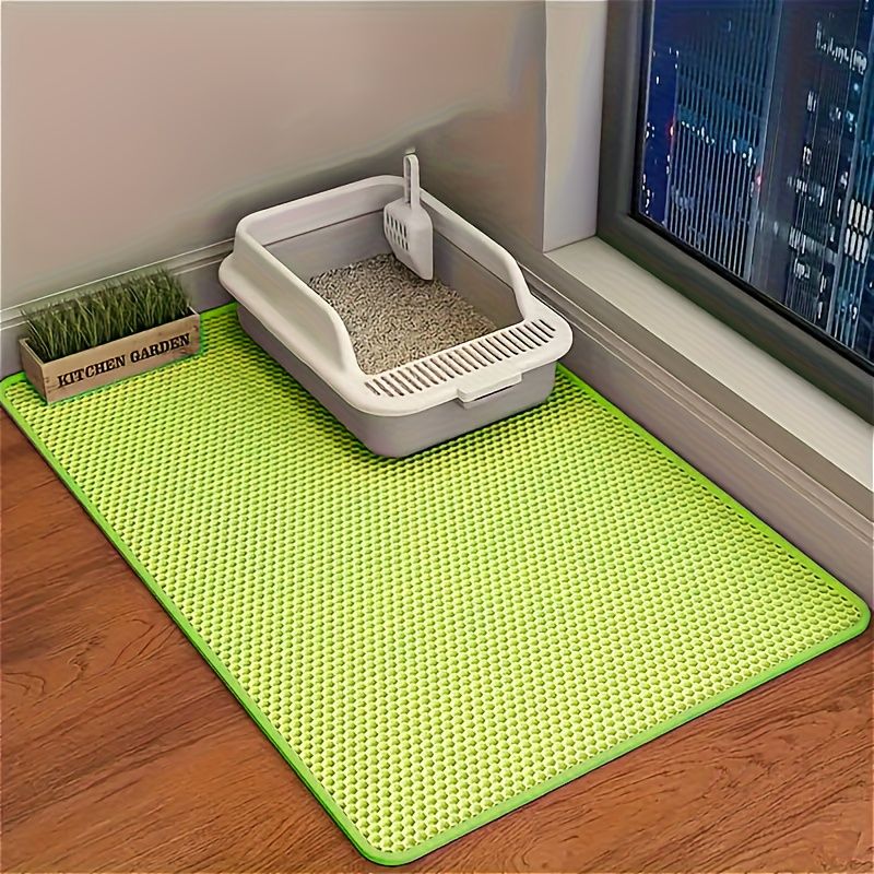 Double-Layer Honeycomb Cat Litter Mat – Waterproof, Slip-Resistant, Leak-Proof, and Easy-Clean Pet Mat for Litter Box Area, Odor-Free and Durable with 6 Vibrant Colors Available (XL, Blue)