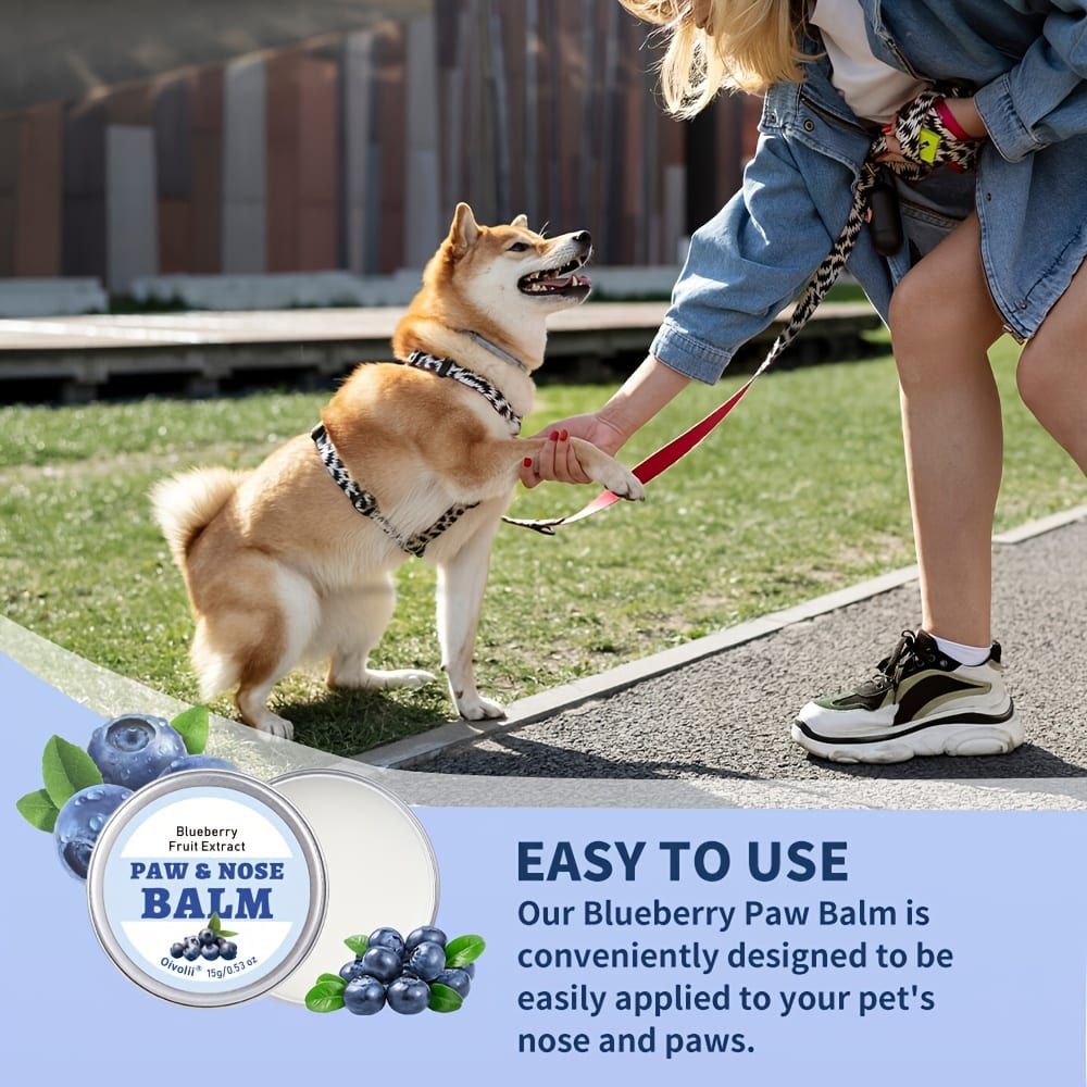 Paw & Nose Care Balm for Dogs and Cats – Deep Moisturizing Treatment for Cracked Pads and Dry Noses, with Coconut Oil or Blueberry Extract, Ideal for Home or On-the-Go Use (OLI00743)
