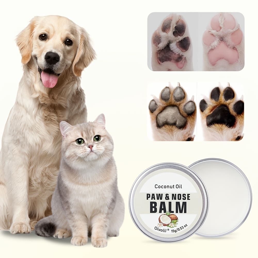 Paw & Nose Care Balm for Dogs and Cats – Deep Moisturizing Treatment for Cracked Pads and Dry Noses, with Coconut Oil or Blueberry Extract, Ideal for Home or On-the-Go Use (OLI00743)