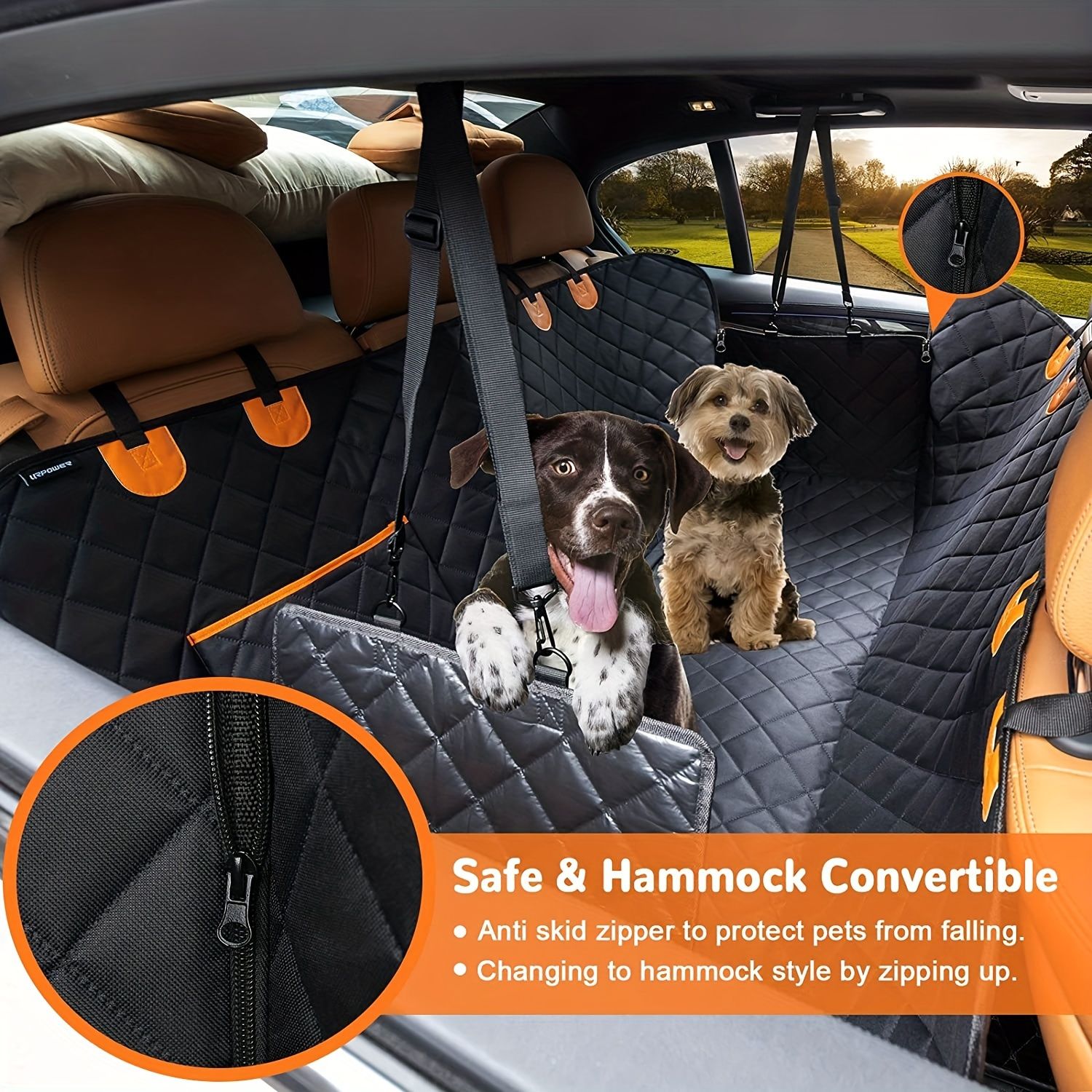 100% Waterproof Pet Car Seat Cover Hammock – Heavy-Duty 600D Scratch-Resistant, Anti-Slip, Soft & Durable Dog Seat Protector for Cars, Trucks, and SUVs – Fits Rear Seats with Easy Foldable Design (Black)