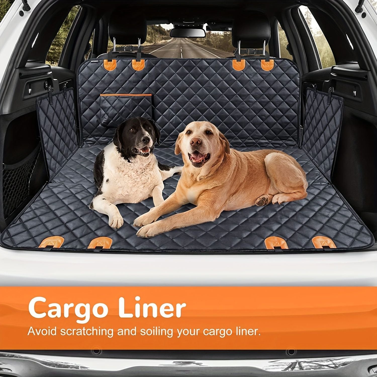 100% Waterproof Pet Car Seat Cover Hammock – Heavy-Duty 600D Scratch-Resistant, Anti-Slip, Soft & Durable Dog Seat Protector for Cars, Trucks, and SUVs – Fits Rear Seats with Easy Foldable Design (BlackOrange)