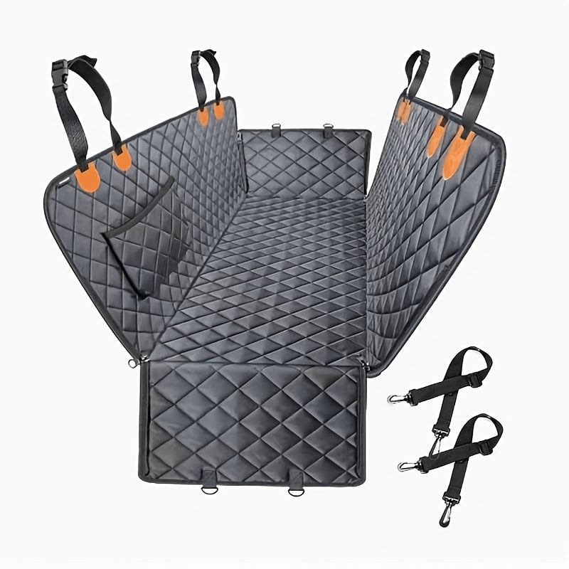 100% Waterproof Pet Car Seat Cover Hammock – Heavy-Duty 600D Scratch-Resistant, Anti-Slip, Soft & Durable Dog Seat Protector for Cars, Trucks, and SUVs – Fits Rear Seats with Easy Foldable Design (Orange)