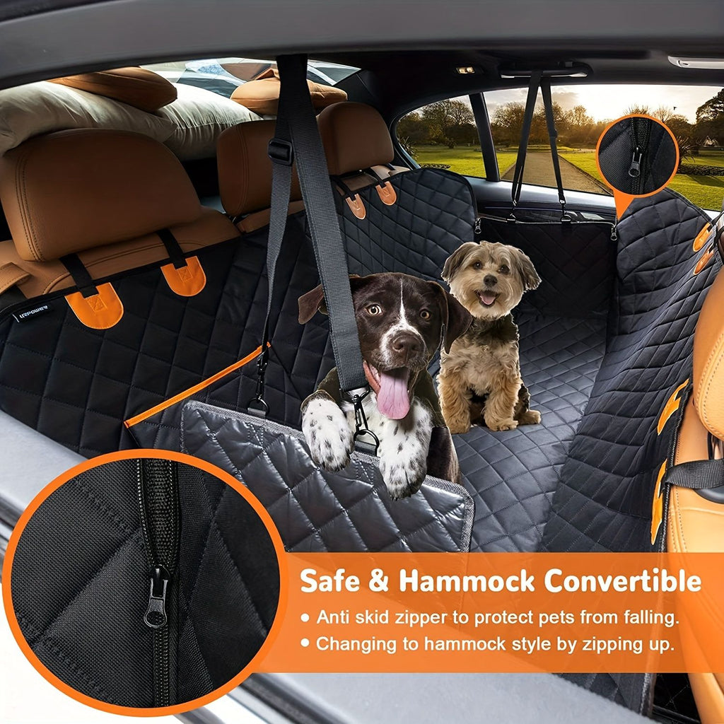 100% Waterproof Pet Car Seat Cover Hammock – Heavy-Duty 600D Scratch-Resistant, Anti-Slip, Soft & Durable Dog Seat Protector for Cars, Trucks, and SUVs – Fits Rear Seats with Easy Foldable Design (Orange)
