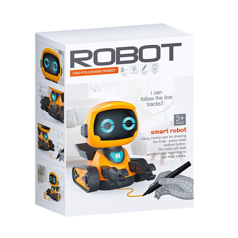 Smart Track-Following Robot Toy for Kids Ages 3+, Interactive Educational Drawing Car with Lights and Sound Effects, Fun Line-Tracing Robot for Home Play (White)