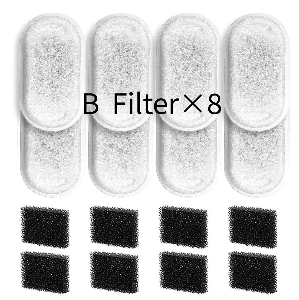 Replacement Pet Water Fountain Filter Kit with Runway Filter, Round Foam, and Square Activated Carbon Pad for Clean, Fresh Drinking Water for Cats and Dogs (A Filter×12)