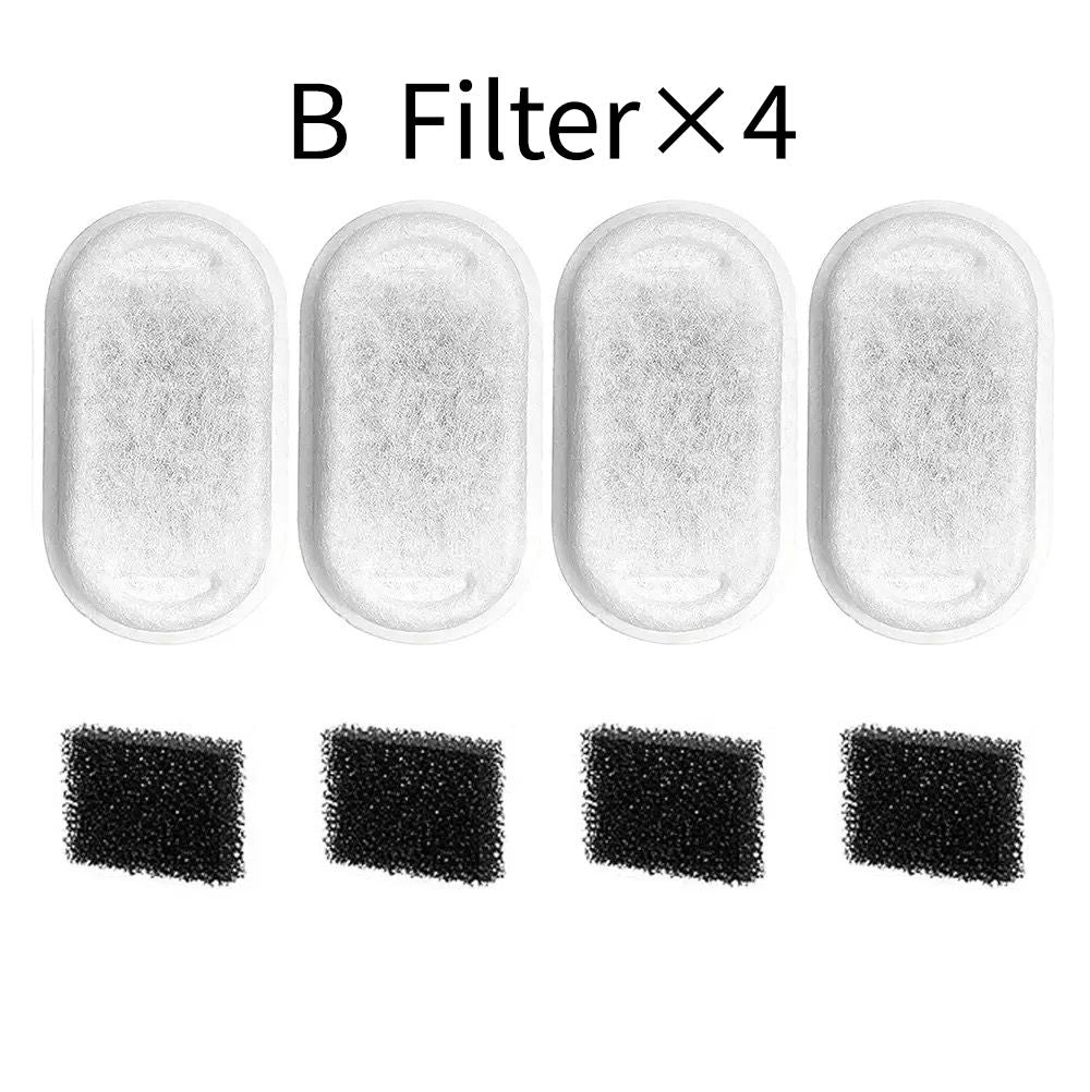 Replacement Pet Water Fountain Filter Kit with Runway Filter, Round Foam, and Square Activated Carbon Pad for Clean, Fresh Drinking Water for Cats and Dogs (A Filter×4)