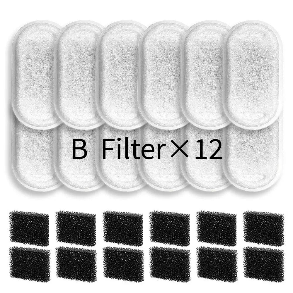 Replacement Pet Water Fountain Filter Kit with Runway Filter, Round Foam, and Square Activated Carbon Pad for Clean, Fresh Drinking Water for Cats and Dogs (A Filter×4)