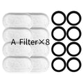 Replacement Pet Water Fountain Filter Kit with Runway Filter, Round Foam, and Square Activated Carbon Pad for Clean, Fresh Drinking Water for Cats and Dogs (A Filter×8)