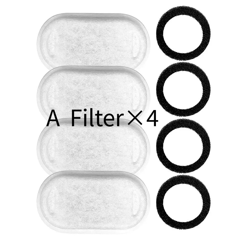 Replacement Pet Water Fountain Filter Kit with Runway Filter, Round Foam, and Square Activated Carbon Pad for Clean, Fresh Drinking Water for Cats and Dogs (A Filter×8)