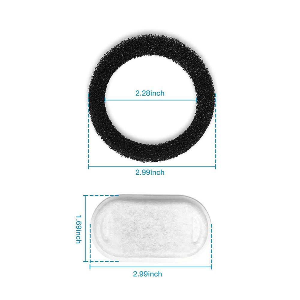 Replacement Pet Water Fountain Filter Kit with Runway Filter, Round Foam, and Square Activated Carbon Pad for Clean, Fresh Drinking Water for Cats and Dogs (B Filter×4)