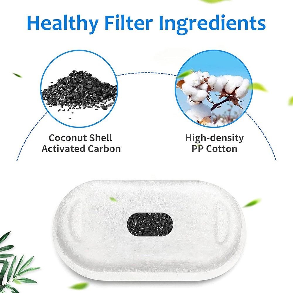 Replacement Pet Water Fountain Filter Kit with Runway Filter, Round Foam, and Square Activated Carbon Pad for Clean, Fresh Drinking Water for Cats and Dogs (B Filter×8)