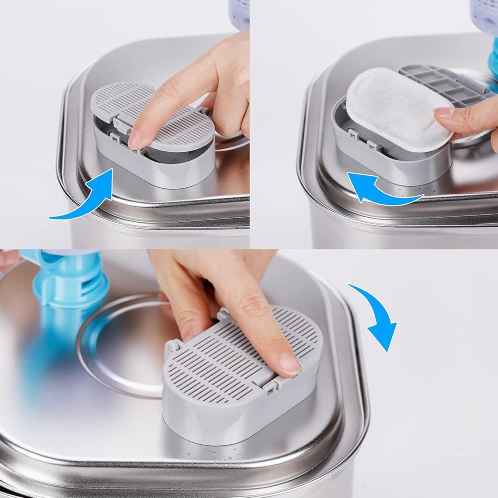 Replacement Pet Water Fountain Filter Kit with Runway Filter, Round Foam, and Square Activated Carbon Pad for Clean, Fresh Drinking Water for Cats and Dogs (B Filter×8)