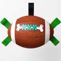 Interactive Dog Football Toy with Pull Tabs for Tug-of-War, Fetch, and Chew Play, Durable PU Leather and Nylon Straps for Indoor and Outdoor Fun (Deep Red)