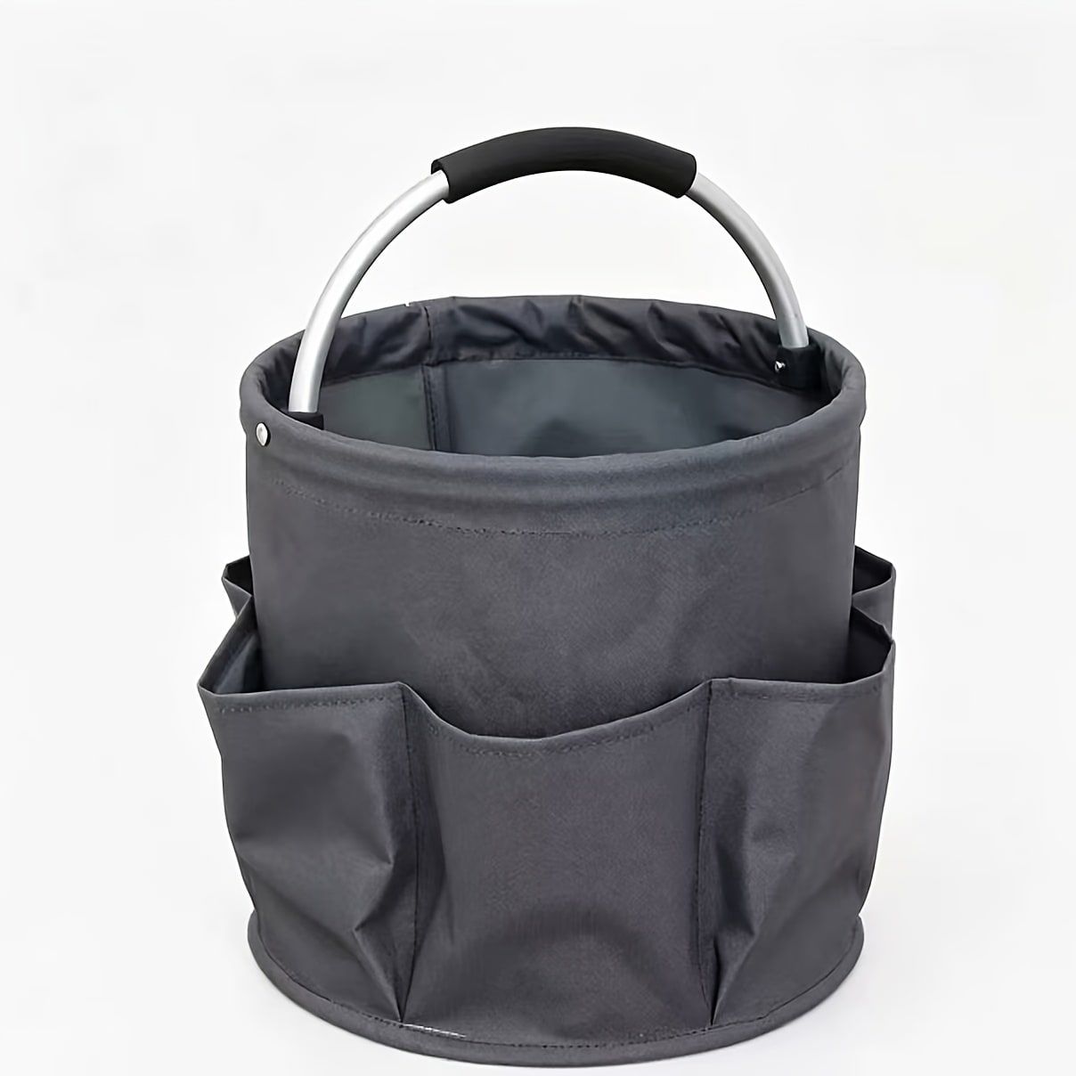 Foldable Carry-All Tote with Handle and Multiple Pockets – Portable Collapsible Laundry Basket for Outdoor Travel, Camping, Picnic, Beach, and Home Organization (Black)