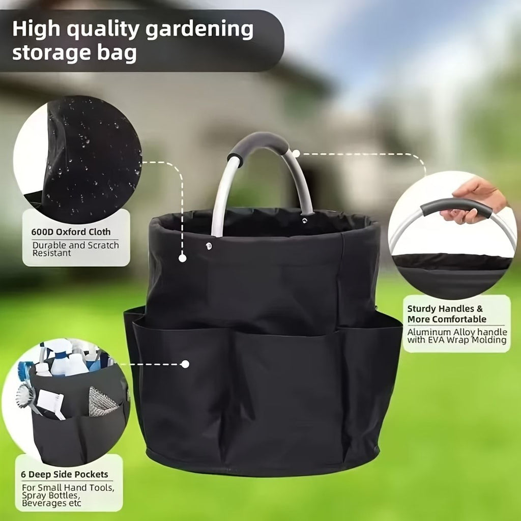 Foldable Carry-All Tote with Handle and Multiple Pockets – Portable Collapsible Laundry Basket for Outdoor Travel, Camping, Picnic, Beach, and Home Organization (Navy)