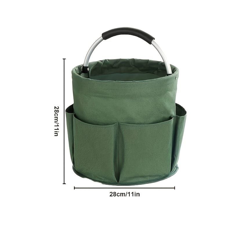 Foldable Carry-All Tote with Handle and Multiple Pockets – Portable Collapsible Laundry Basket for Outdoor Travel, Camping, Picnic, Beach, and Home Organization (Navy)