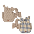 Reversible Winter Dog Coat with Plaid and Quilted Sides, Warm Cotton-Filled Vest for Outdoor Walks, Adjustable Velcro Straps for a Secure Fit (XL, Beige)