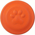 Soft Durable Dog Frisbee for Fetch, Tug, and Water Play – Non-Toxic Rubber Flying Disc with Paw Print Design, Perfect for Outdoor Training, Beach, and Pool Fun with Large, Medium, and Small Breeds (S, Orange)