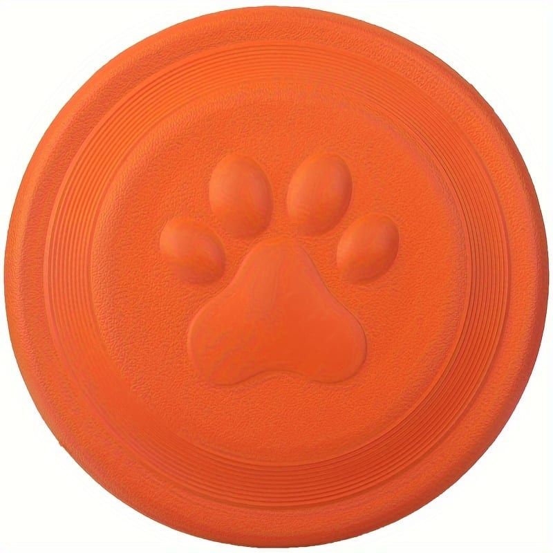 Soft Durable Dog Frisbee for Fetch, Tug, and Water Play – Non-Toxic Rubber Flying Disc with Paw Print Design, Perfect for Outdoor Training, Beach, and Pool Fun with Large, Medium, and Small Breeds (S, Yellow)