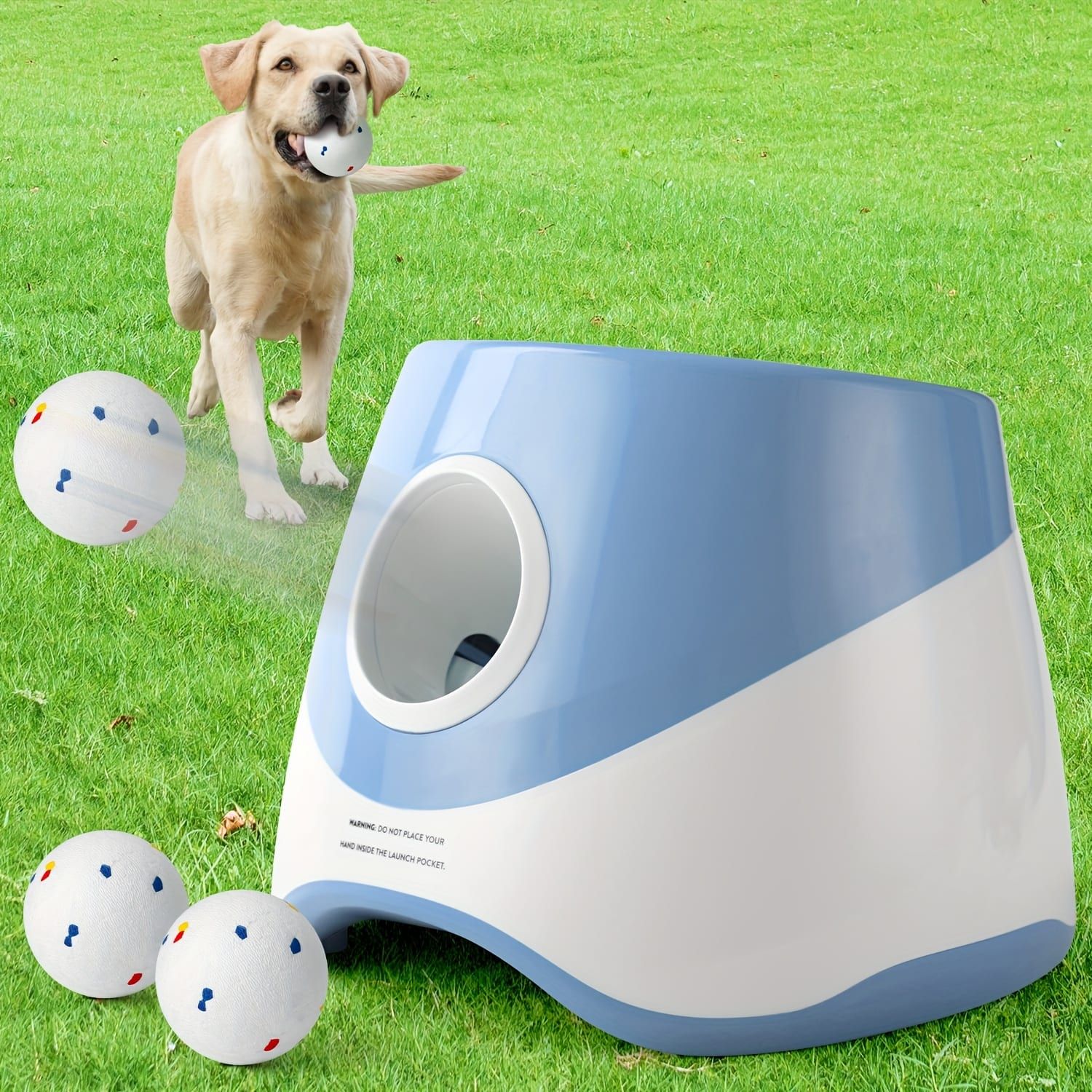 Automatic Dog Tennis Ball Launcher for Indoor & Outdoor Play, Adjustable 3-Speed Thrower with 3 Durable Chew Balls, Rechargeable Fetch Machine for Small, Medium, and Large Dogs (Green)