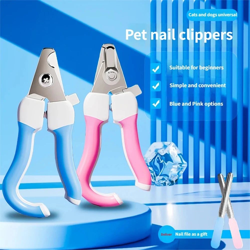 Professional Pet Nail Clipper Set with Safety Guard, Designed for Easy and Stress-Free Claw Trimming at Home, Suitable for Cats and Dogs of All Sizes (L, Blue)