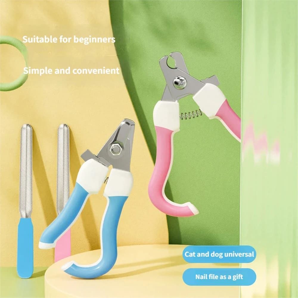Professional Pet Nail Clipper Set with Safety Guard, Designed for Easy and Stress-Free Claw Trimming at Home, Suitable for Cats and Dogs of All Sizes (L, Pink)