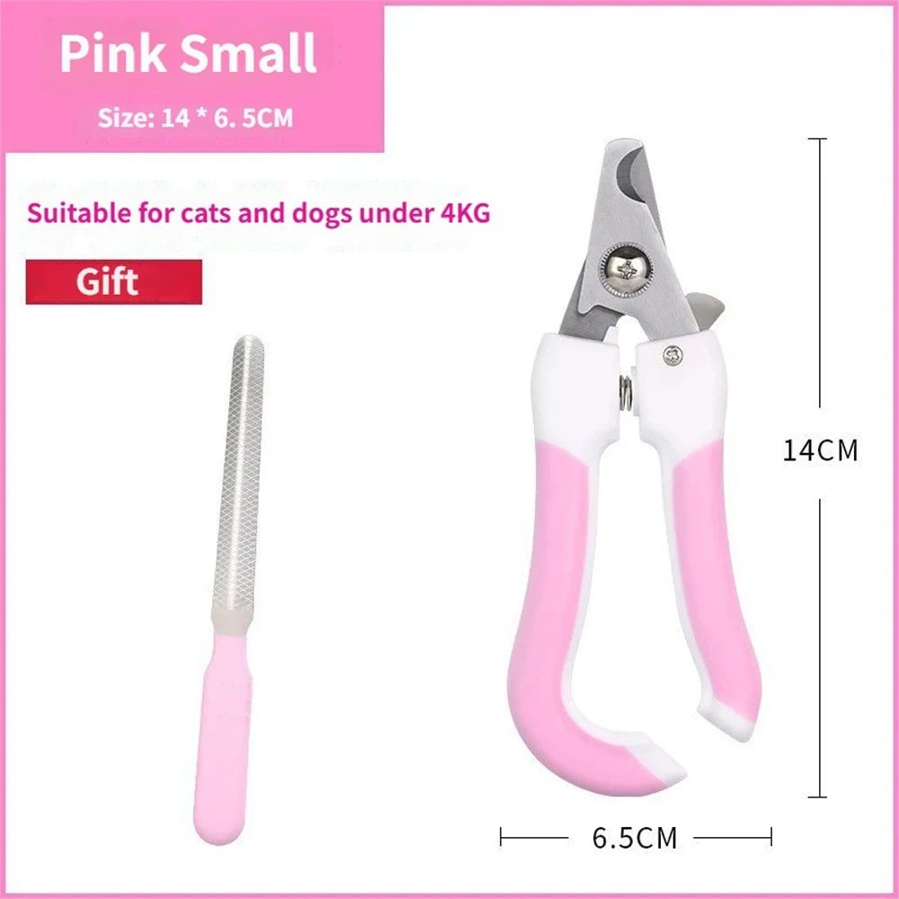 Professional Pet Nail Clipper Set with Safety Guard, Designed for Easy and Stress-Free Claw Trimming at Home, Suitable for Cats and Dogs of All Sizes (L, Pink)