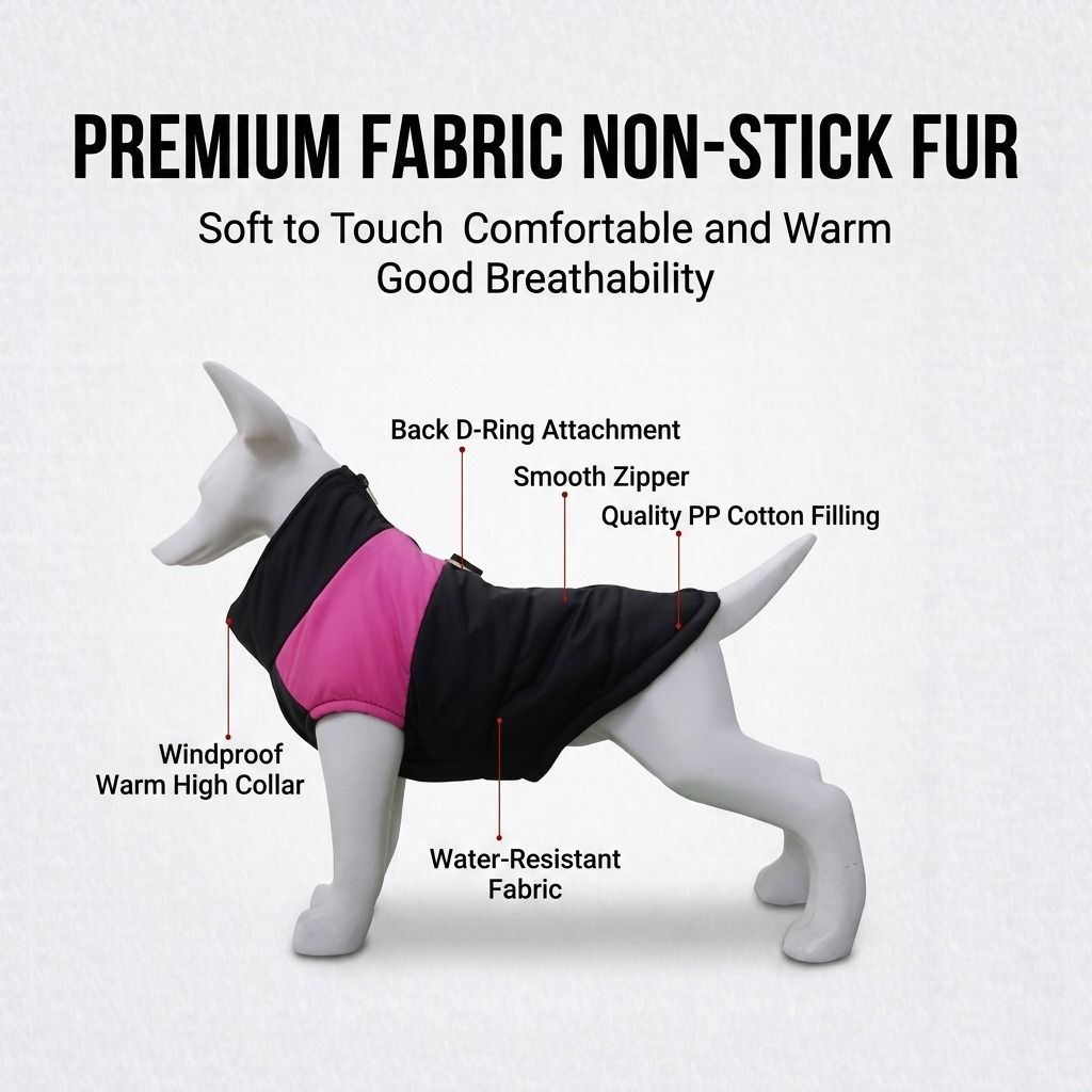 Winter Dog Ski Jacket with Waterproof and Windproof Polyester Shell, Thick PP Cotton Padding for Warmth, 3D Ergonomic Fit with D-Ring Leash Attachment, Ideal for Outdoor Walks and Snow Adventures (L, Rose)
