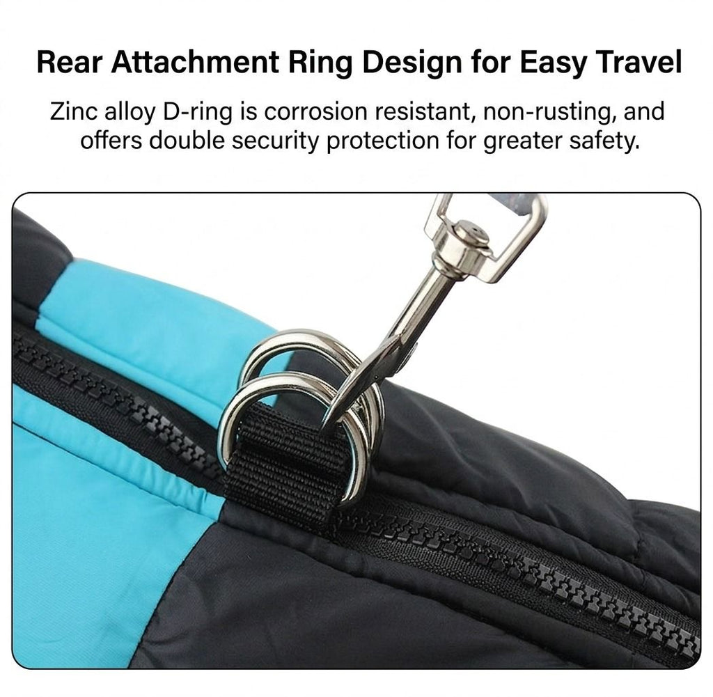 Winter Pet Dog Padded Vest with Waterproof Shell, Warm Fleece Lining, and Leash Attachment Ring for Outdoor Cold Weather Walks (2XL, Blue)