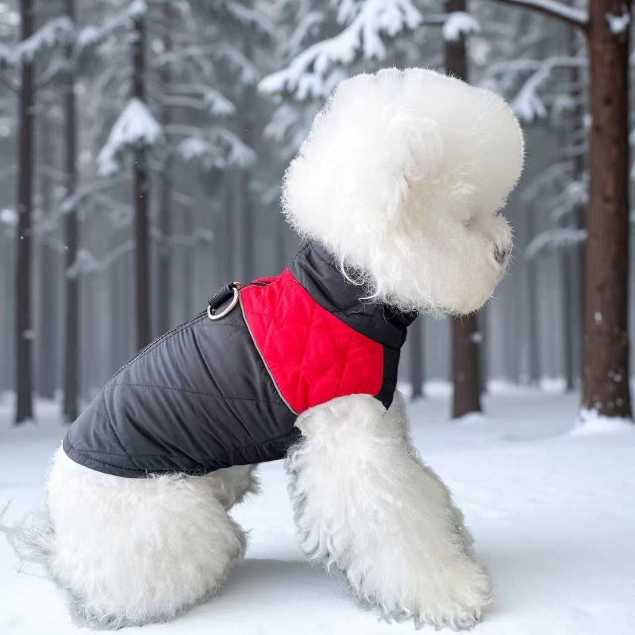 Winter Pet Dog Padded Vest with Waterproof Shell, Warm Fleece Lining, and Leash Attachment Ring for Outdoor Cold Weather Walks (2XL, Blue)
