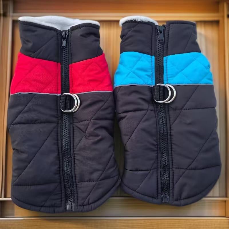 Winter Pet Dog Padded Vest with Waterproof Shell, Warm Fleece Lining, and Leash Attachment Ring for Outdoor Cold Weather Walks (M, Red)