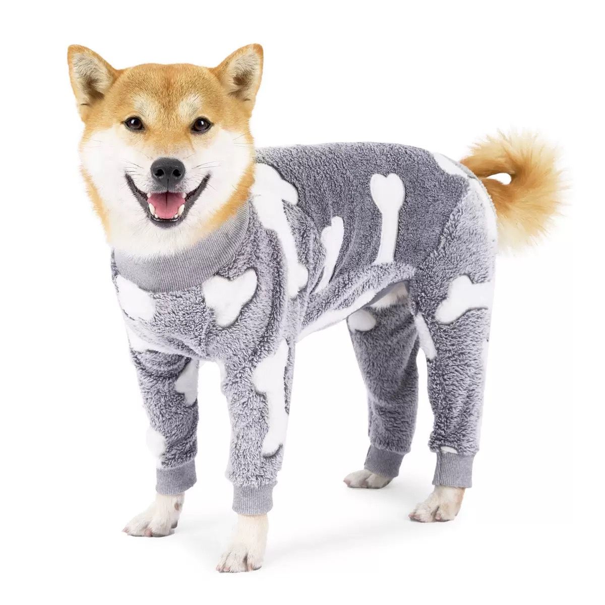Cozy Winter Pet Fleece Four-Legged Bodysuit, Warm Flannel Full-Body Pajamas for Small to Medium Dogs, Star & Moon Print, Elastic Cuffs for Easy Wear (L, Pink)