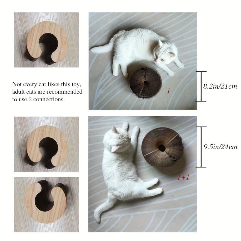 Transformable Magic Accordion Cat Scratcher Toy, Foldable Tunnel for Play and Rest, Interactive with Built-in Track Ball, for Indoor Cats (Brown)