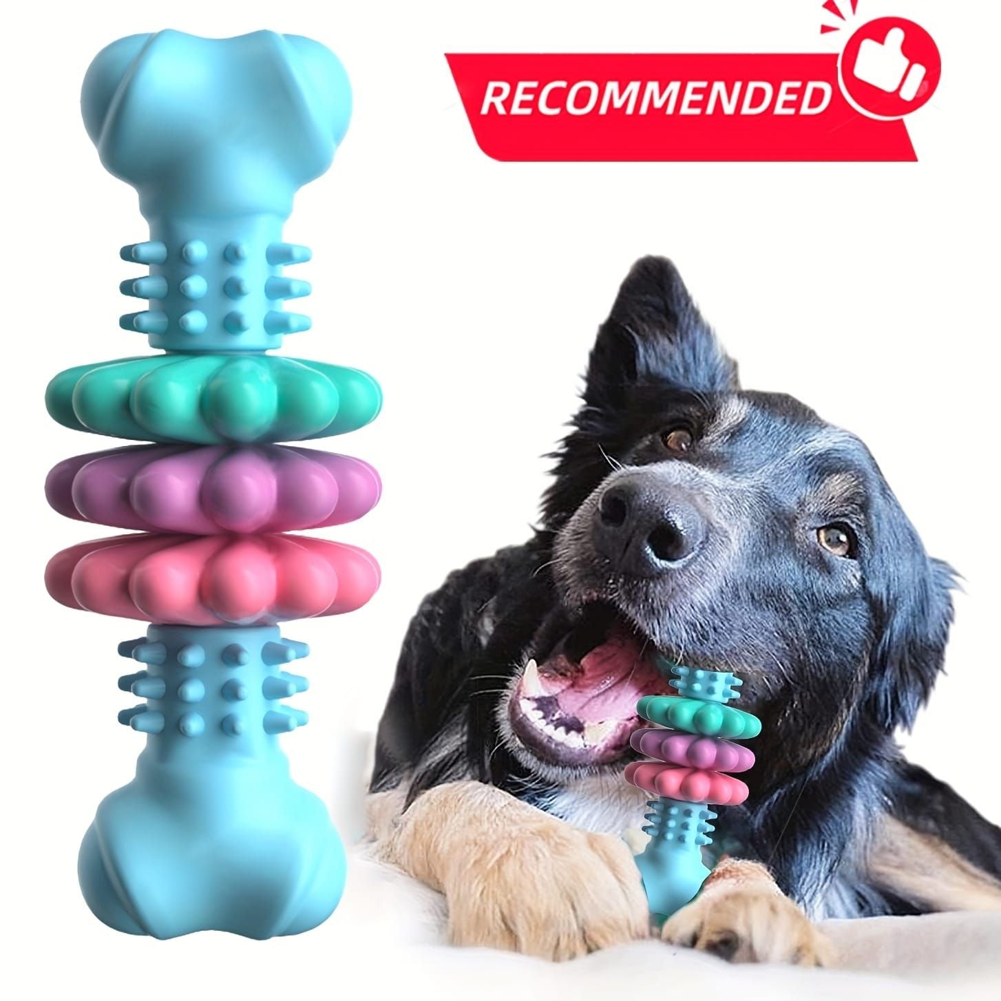 Durable Dog Chew Toy for Aggressive Chewers – Fun Bone-Shaped Dental Toy with Flower Ring Design, Ideal for Medium to Large Dogs, Great for Teeth Cleaning and Training Rewards (Green)