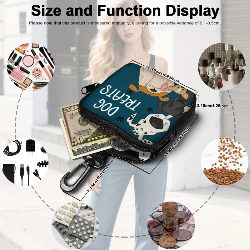 Durable Dog Treat Pouch with Transparent Window, Versatile Travel Organizer for Pet Snacks, Keys, and Small Essentials – Perfect for Outdoor Walks, Training, and Daily Use (B)