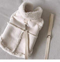 Cozy Pet Winter Vest with Leash Loop: Faux Suede & Plush Fleece Warm Coat for Small Dogs, Cats, and Puppies – Perfect for Autumn, Winter Walks, and Indoor Comfort (XS, White)(Leash not included)
