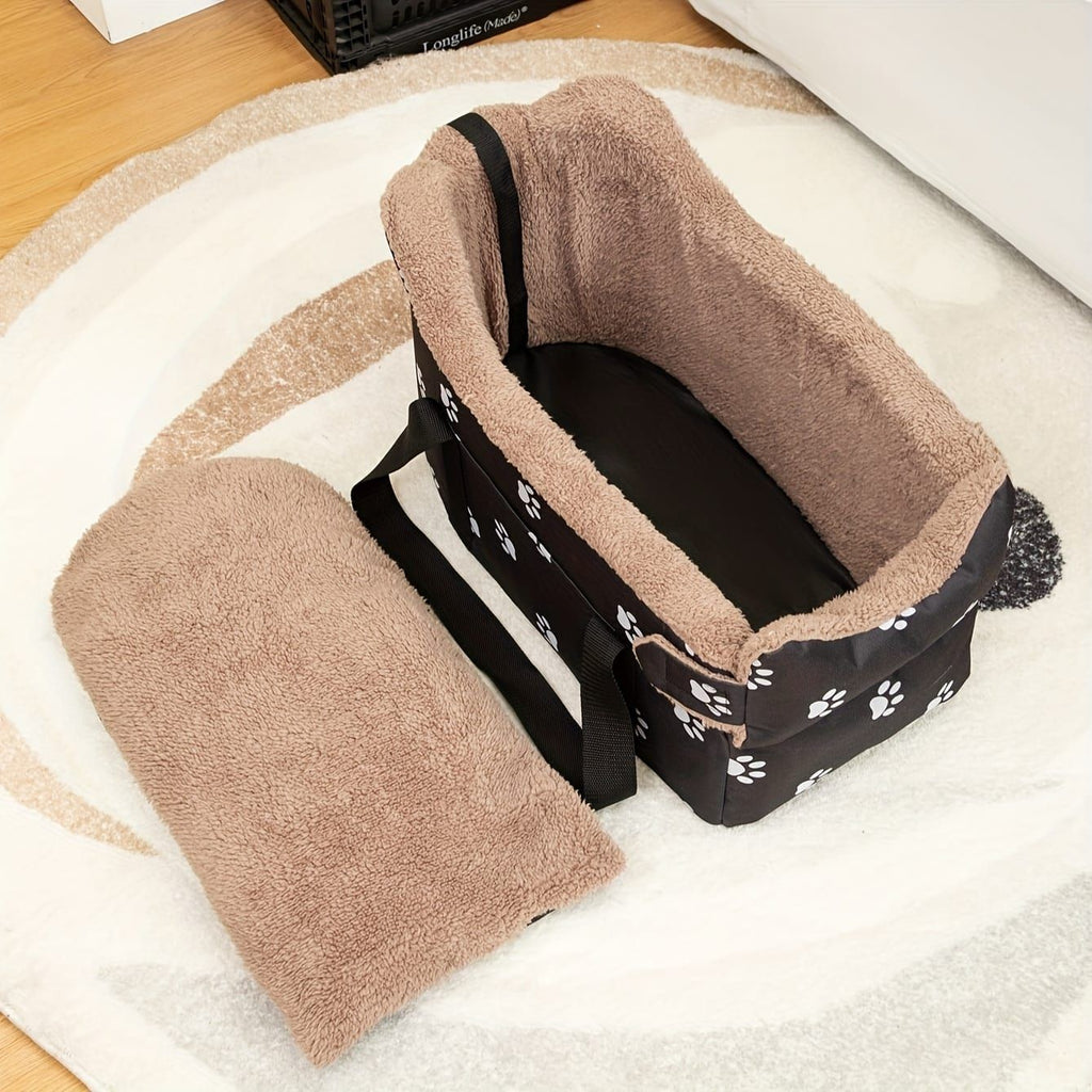 Portable Pet Carrier Car Seat for Small Dogs and Cats, Versatile Travel Pet Bed with Elevated View to Reduce Car Sickness, Water-Resistant Oxford Fabric, Secure Strap for Safe Rides, (Black)