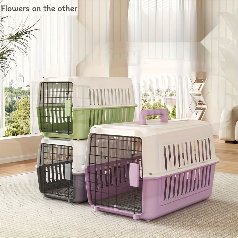 Portable Pet Carrier for Cats and Small Dogs, Airline-Approved Travel Kennel with Comfort Handle, Durable Recyclable PP Material, Compact Design for Indoor, Outdoor, and Air Travel (Cyan)