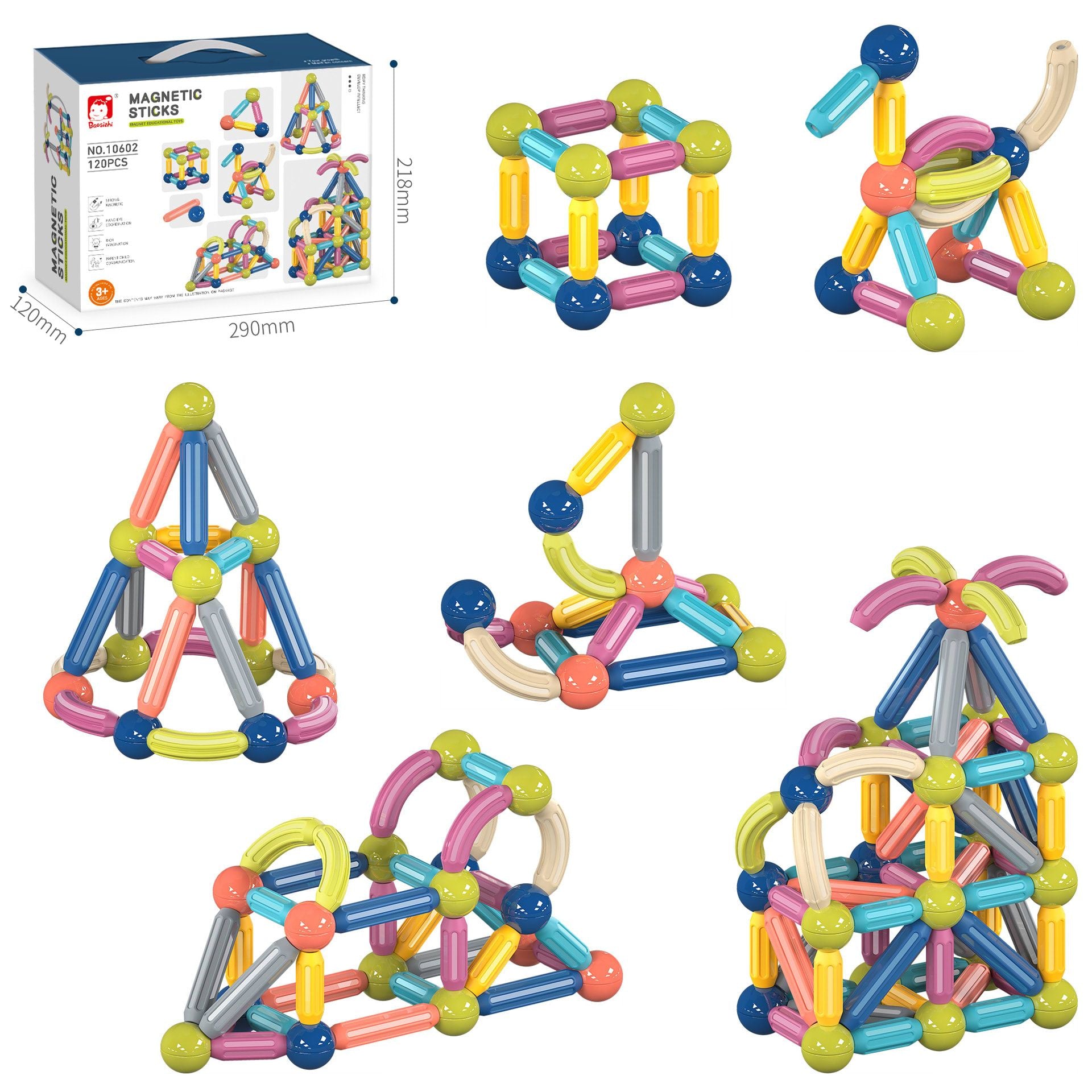 Magnetic Building Sticks and Balls Set for Kids Ages 3+ – Creative STEM Learning Toy for Spatial Thinking, Fine Motor Skills, and Early Education Gift with Storage Box (50PCS)