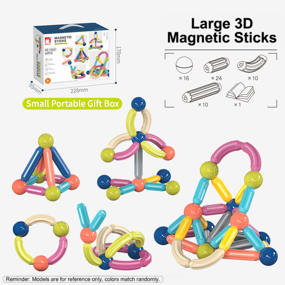 Magnetic Building Sticks and Balls Set for Kids Ages 3+ – Creative STEM Learning Toy for Spatial Thinking, Fine Motor Skills, and Early Education Gift with Storage Box (60PCS)