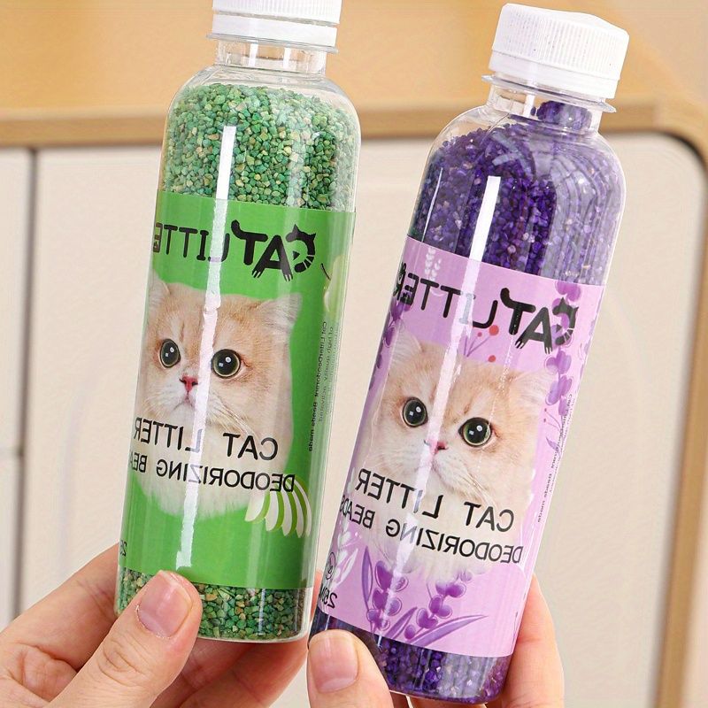 Premium Cat Litter Deodorizer Beads – Natural Odor Eliminator for Litter Box, Long-Lasting Scented Crystals with Lavender, Rose, Lemon, Green Apple & Jasmine, Pet-Safe Fragrance-Free Formula (Blue)
